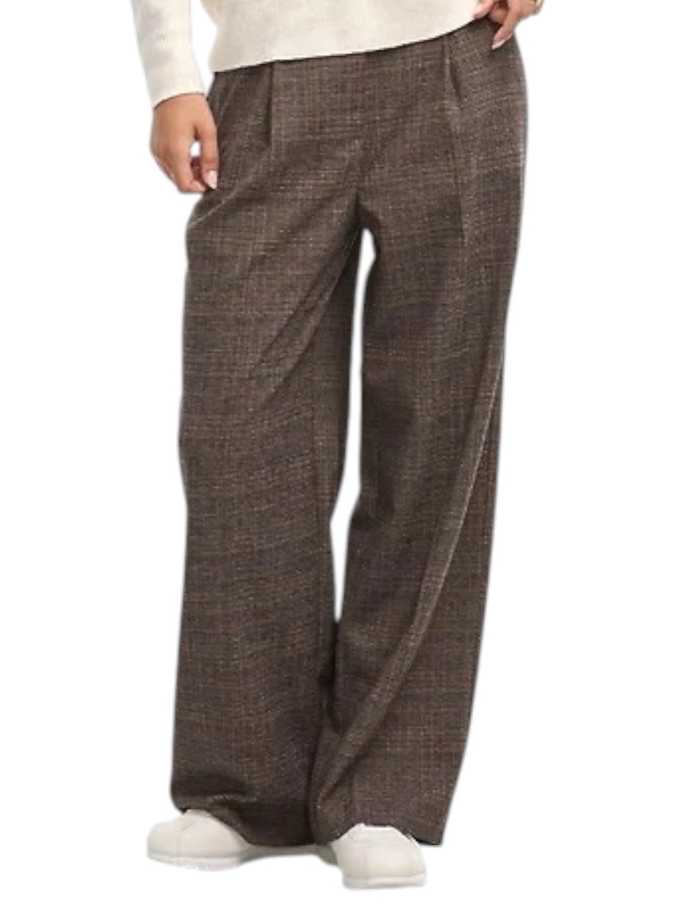 NWT Reitmans Brown Plaid High Rise Single Pleat Wide Leg Pants (14)